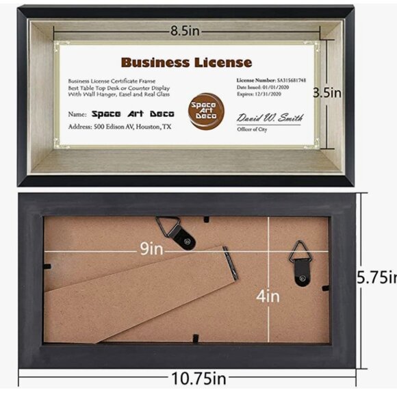 Business license frame, black and silver wood NWT - Picture 4 of 5